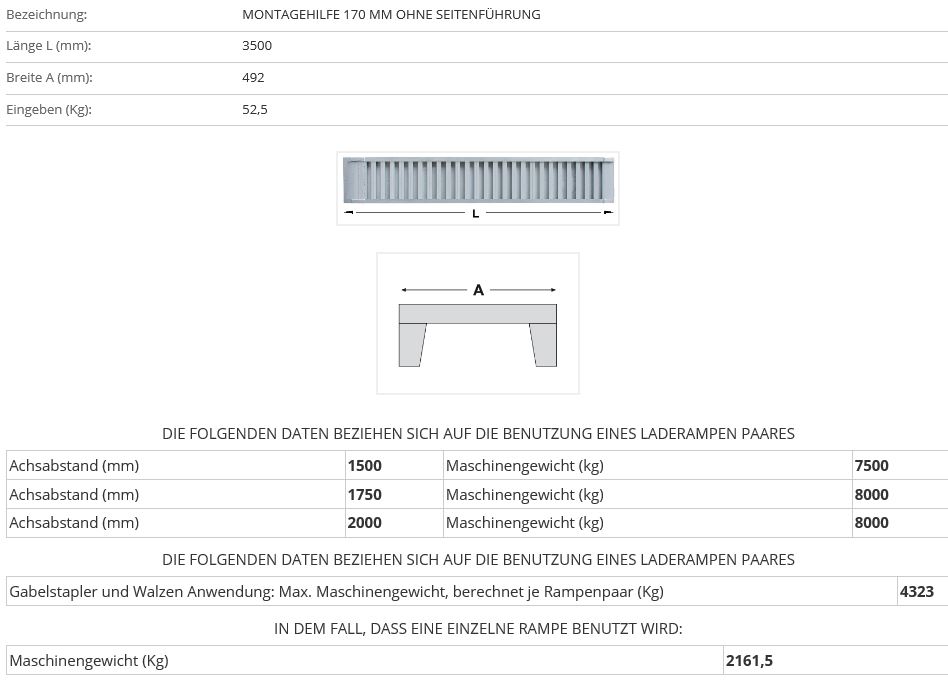 Verladerampe 3500 mm ohne Seitenführung