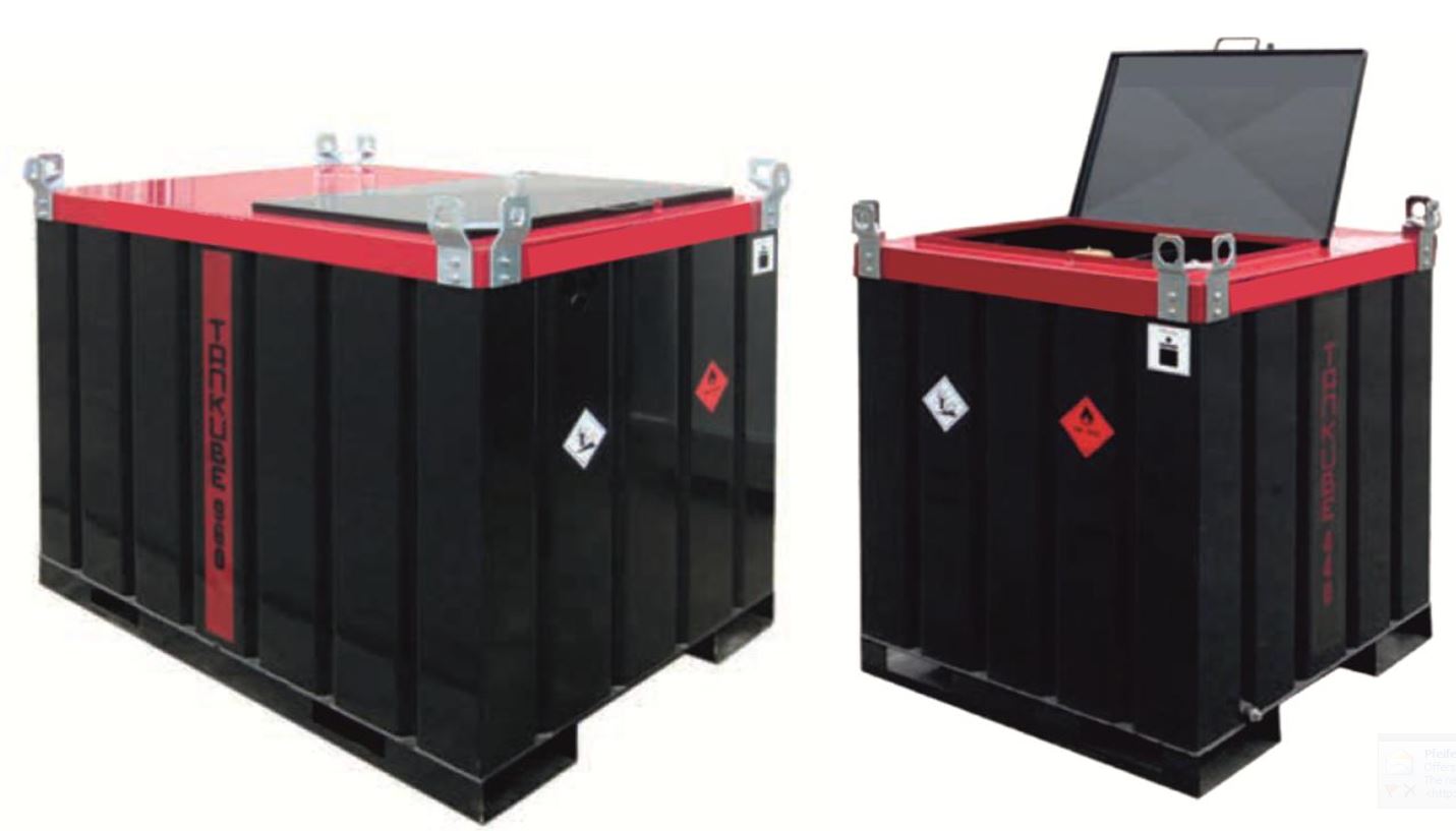 Diesel Transporttank Stahl, 960 Liter, 12V Pumpe, autom. Zapfhahn, 5m Schlauch